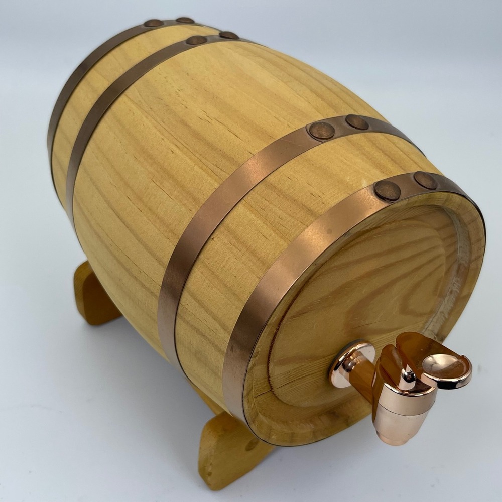 Small Wooden Barrel Decor With Spigot Mini Whiskey Wine Keg Bar Display